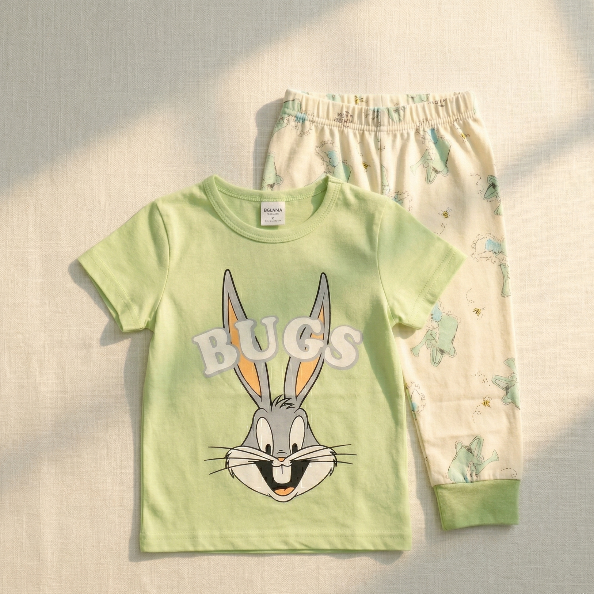 بيجاما بأكمام قصيرة للأطفال Bugs Green