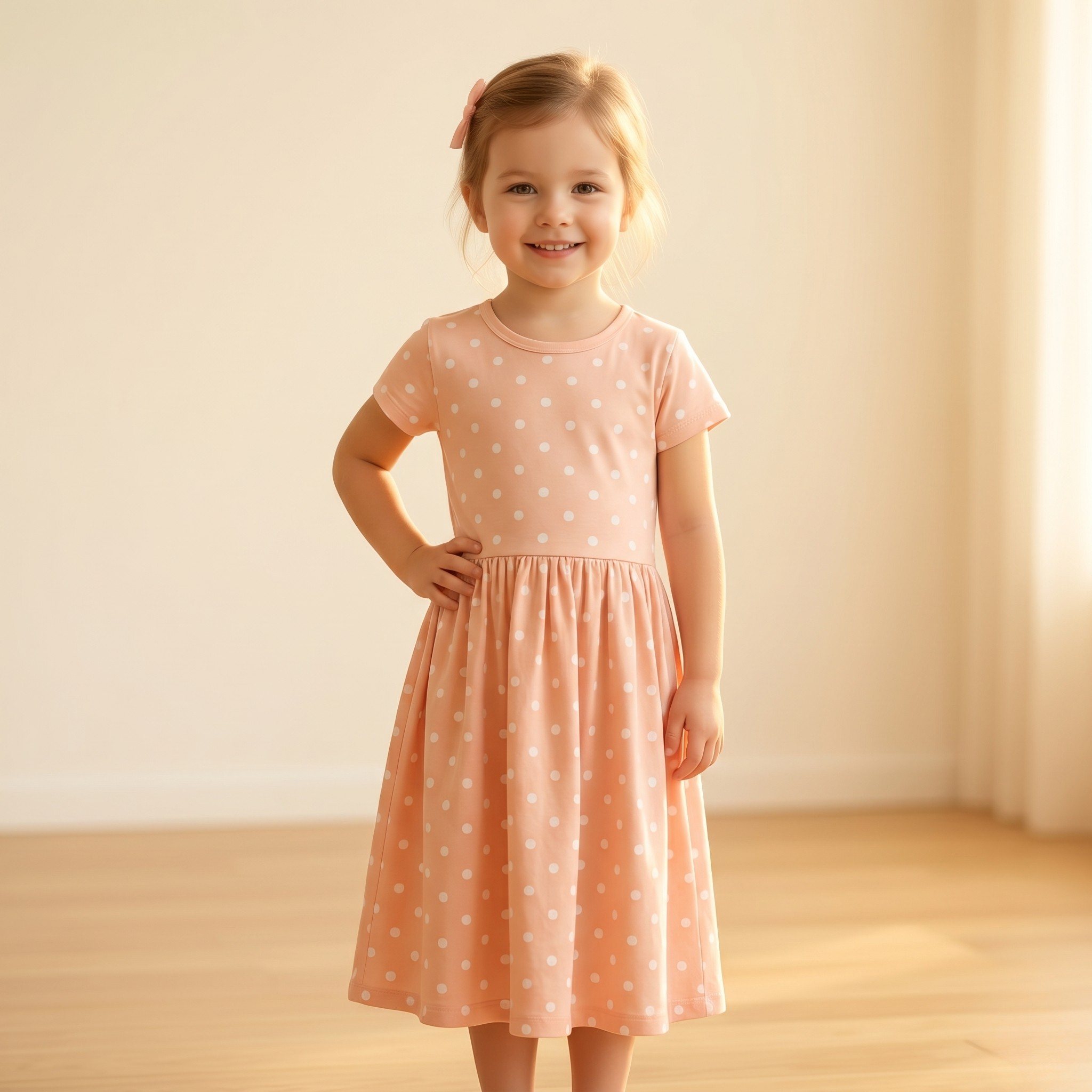Girls Frock Polka Dots Pink