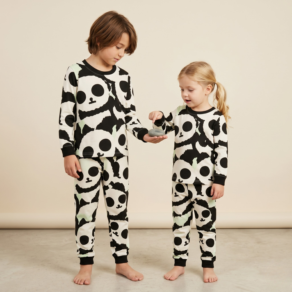 Panda Print Kids L/S Pajamas