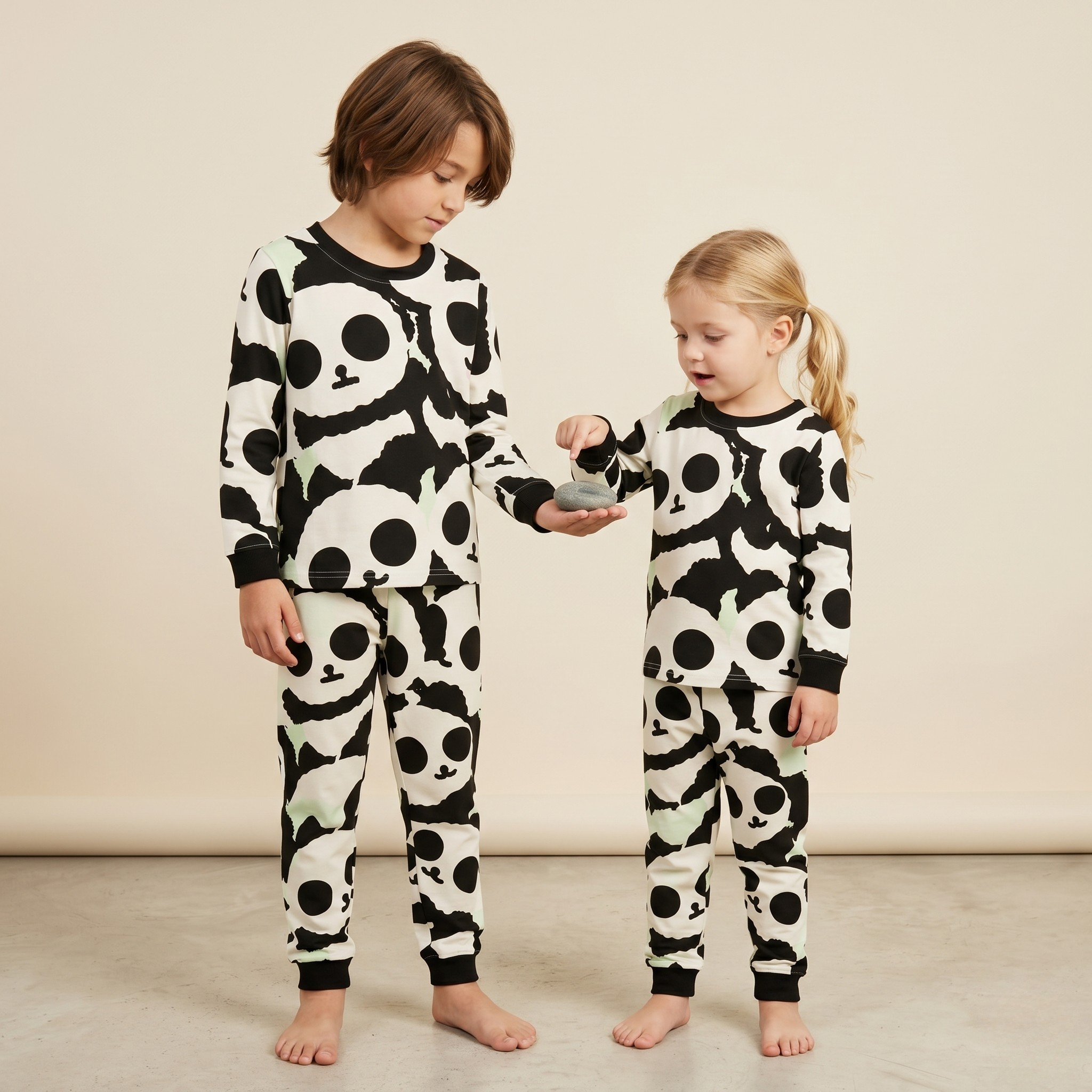 Panda Print Kids L/S Pajamas