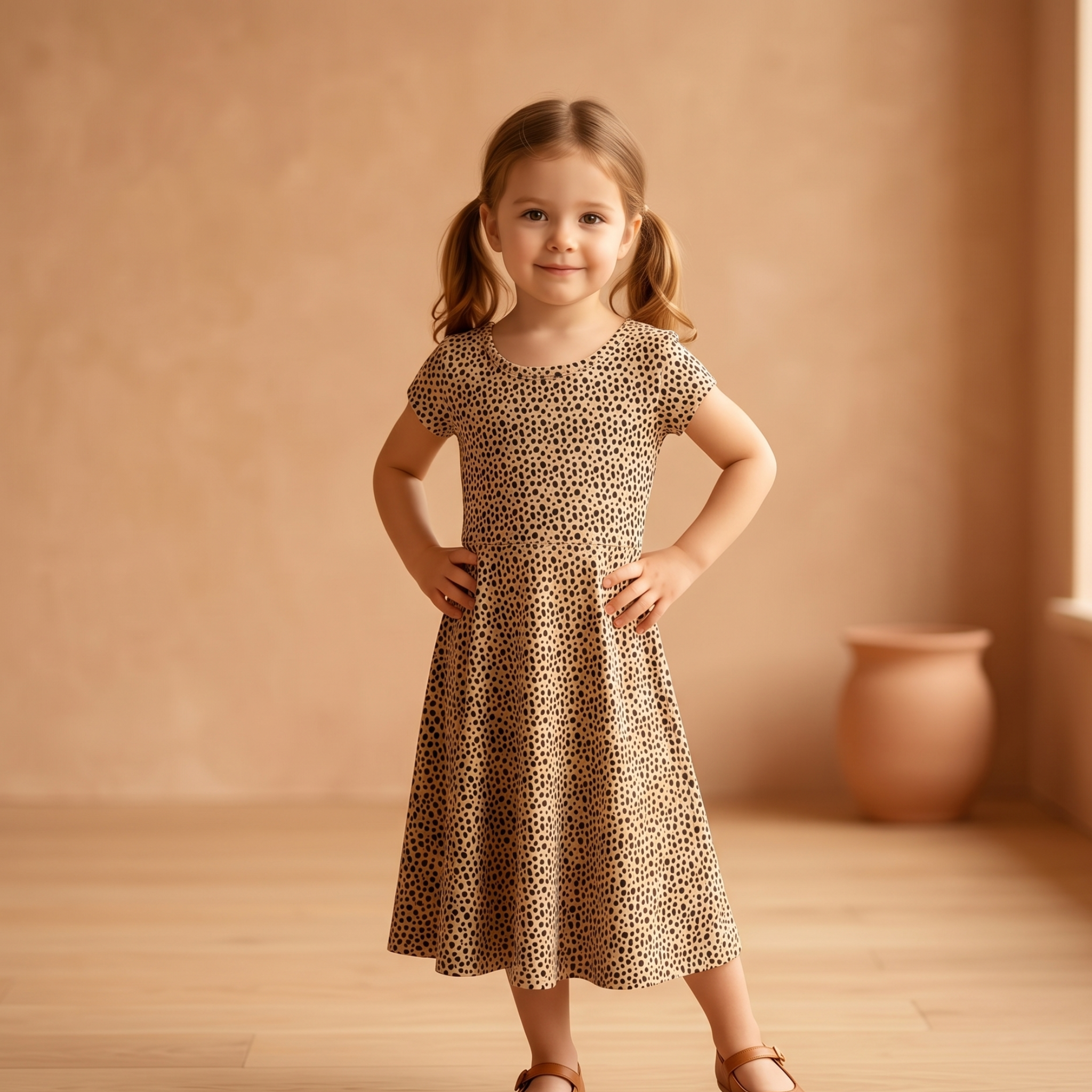 Girls Frock Specks Black