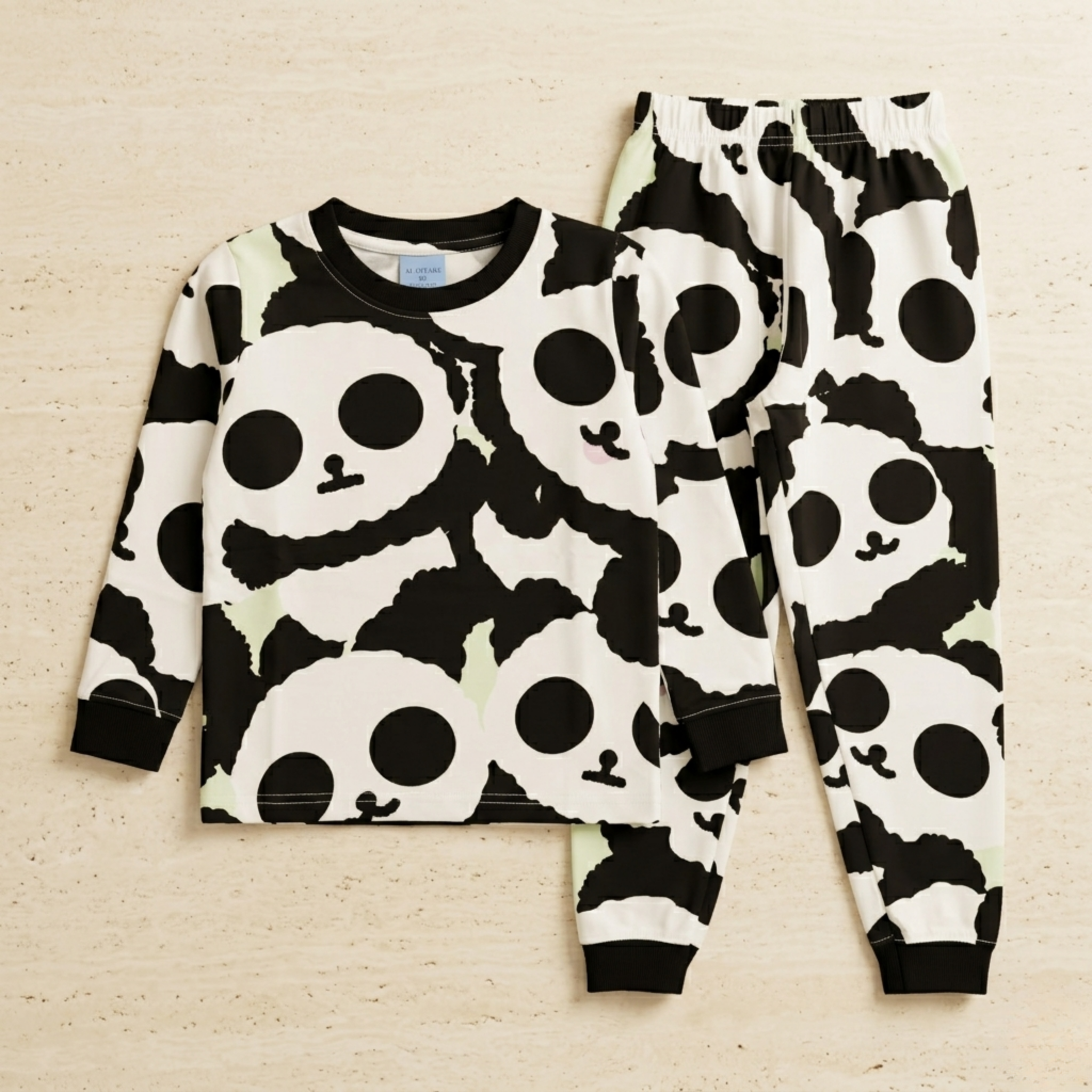 Panda Print Kids L/S Pajamas