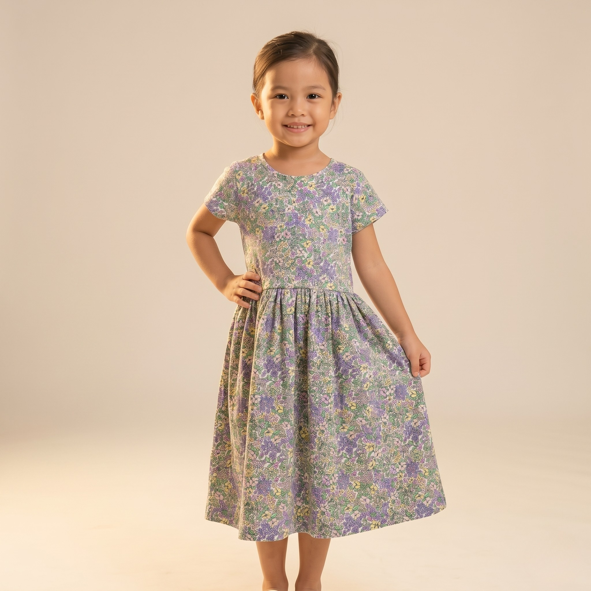 Girls Frock Mosaic Flowers