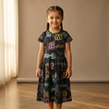 Girls Frock Letters Black