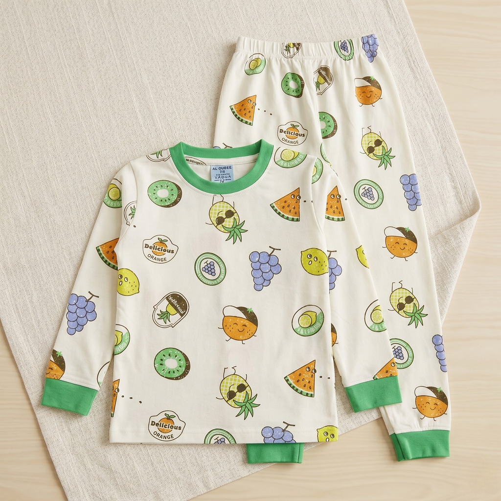 Fruits White Kids L/S Pajamas