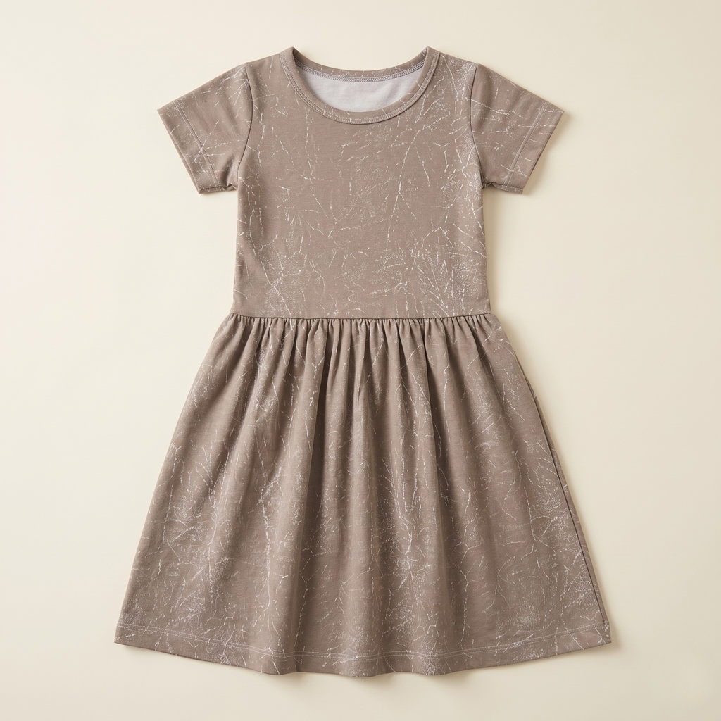 Girls Frock Marble Brown