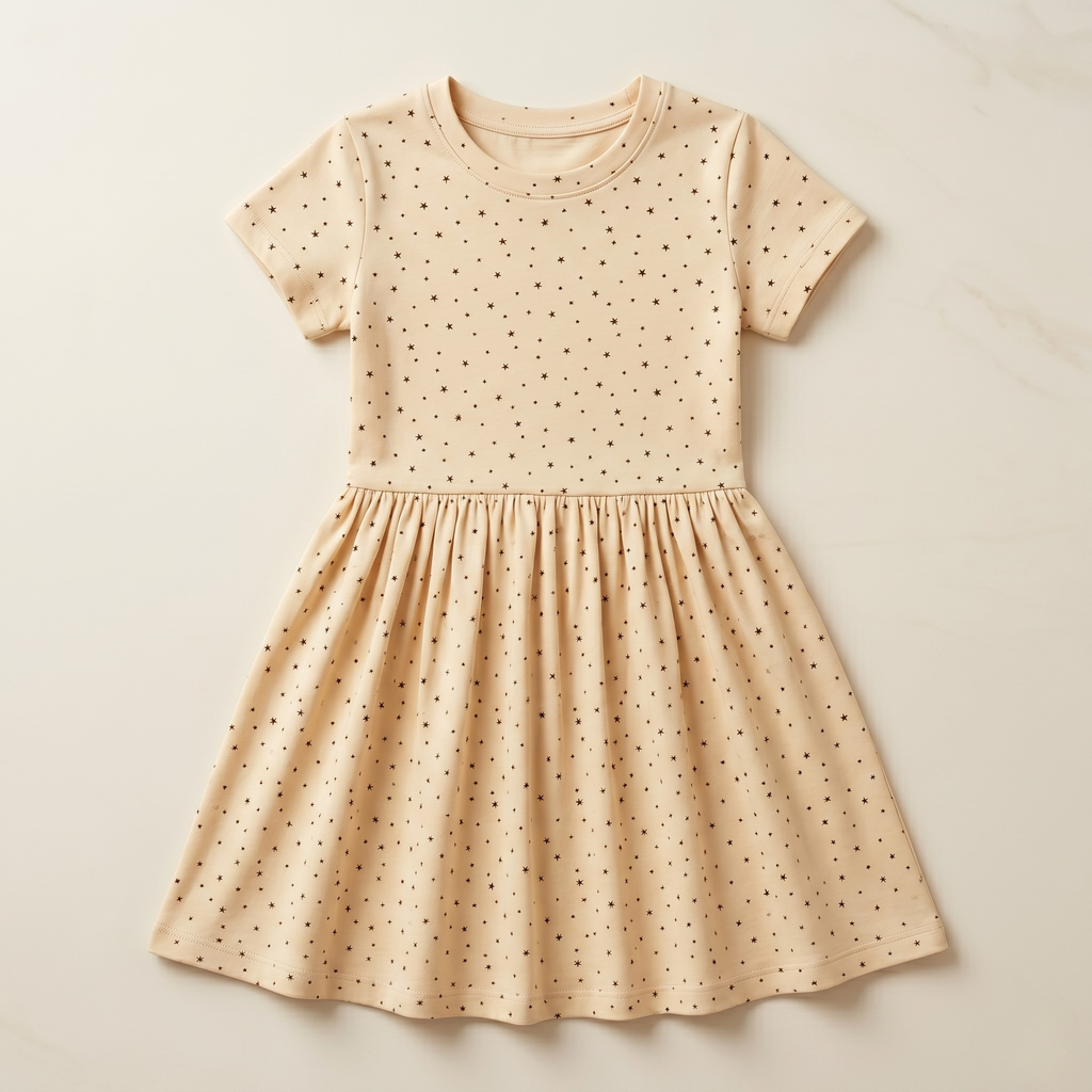 Girls Frock Stars Cream