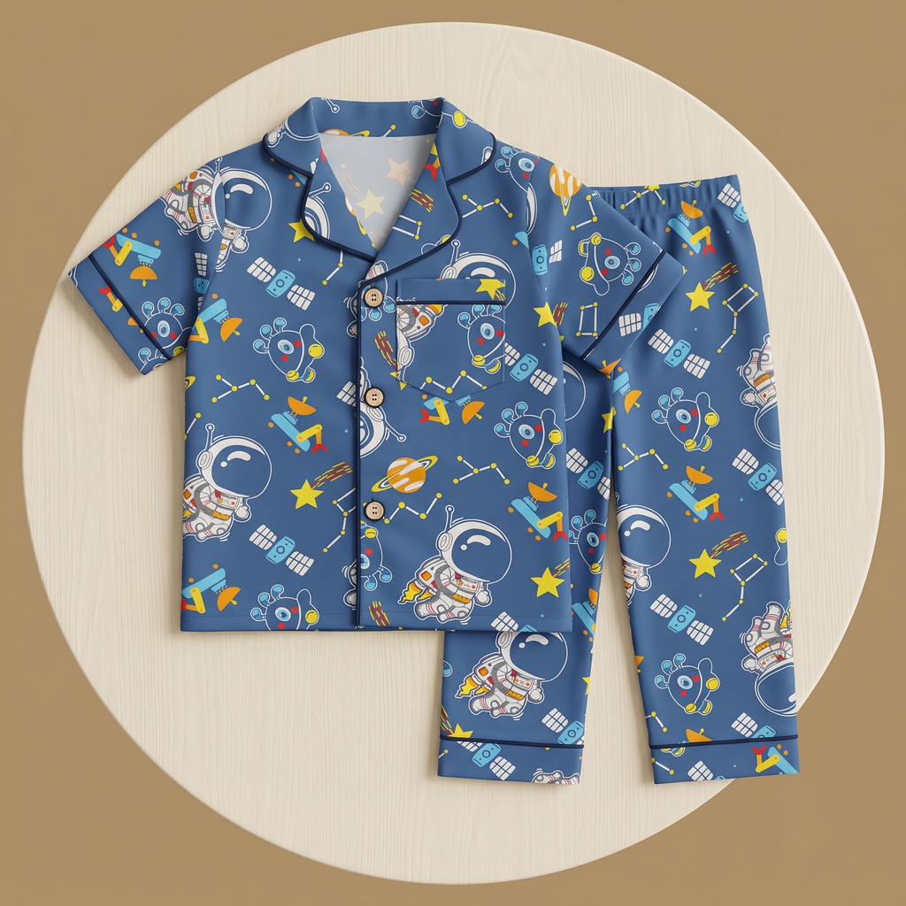 Space Blue Kids H/S Pajamas