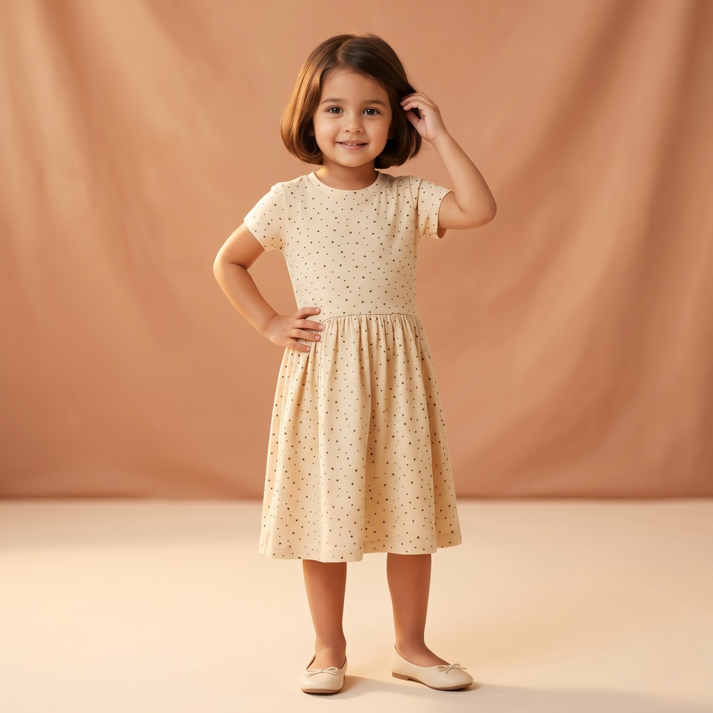Girls Frock Stars Cream