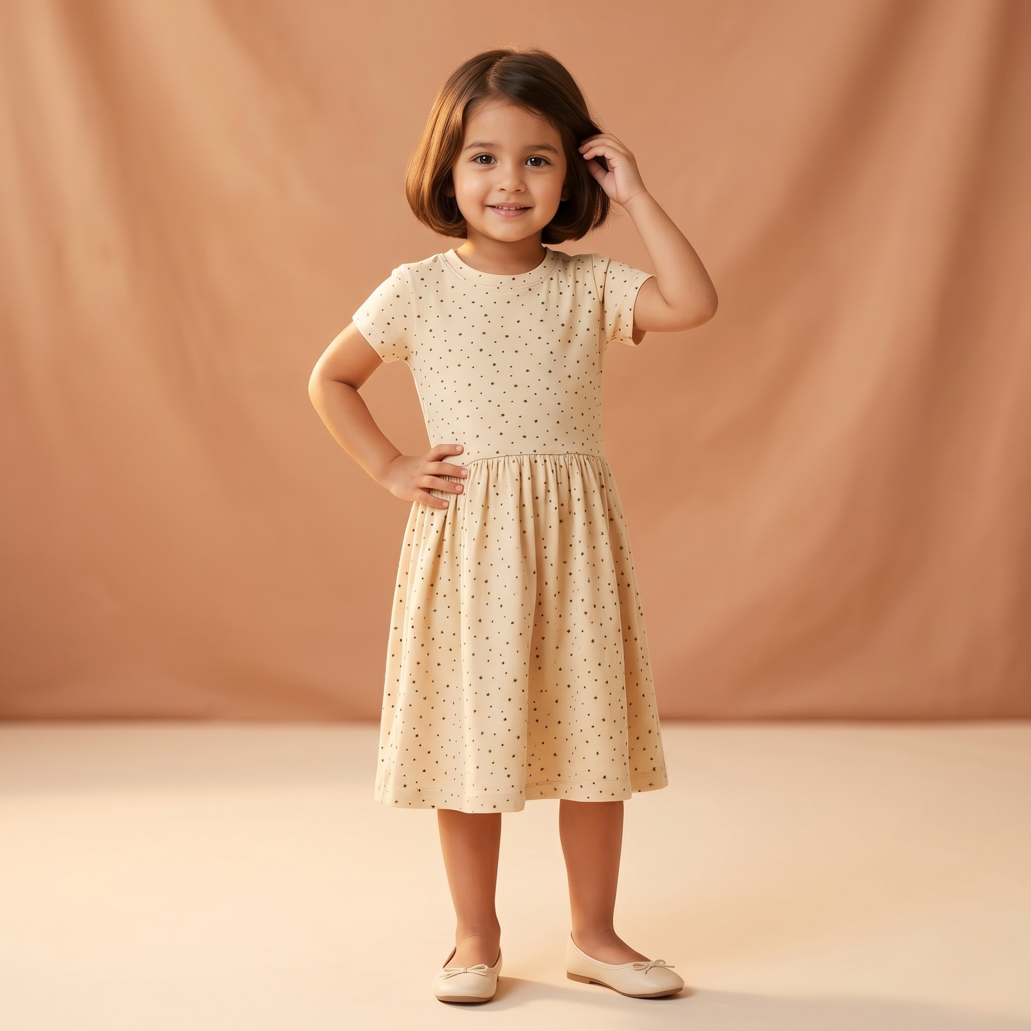 Girls Frock Stars Cream