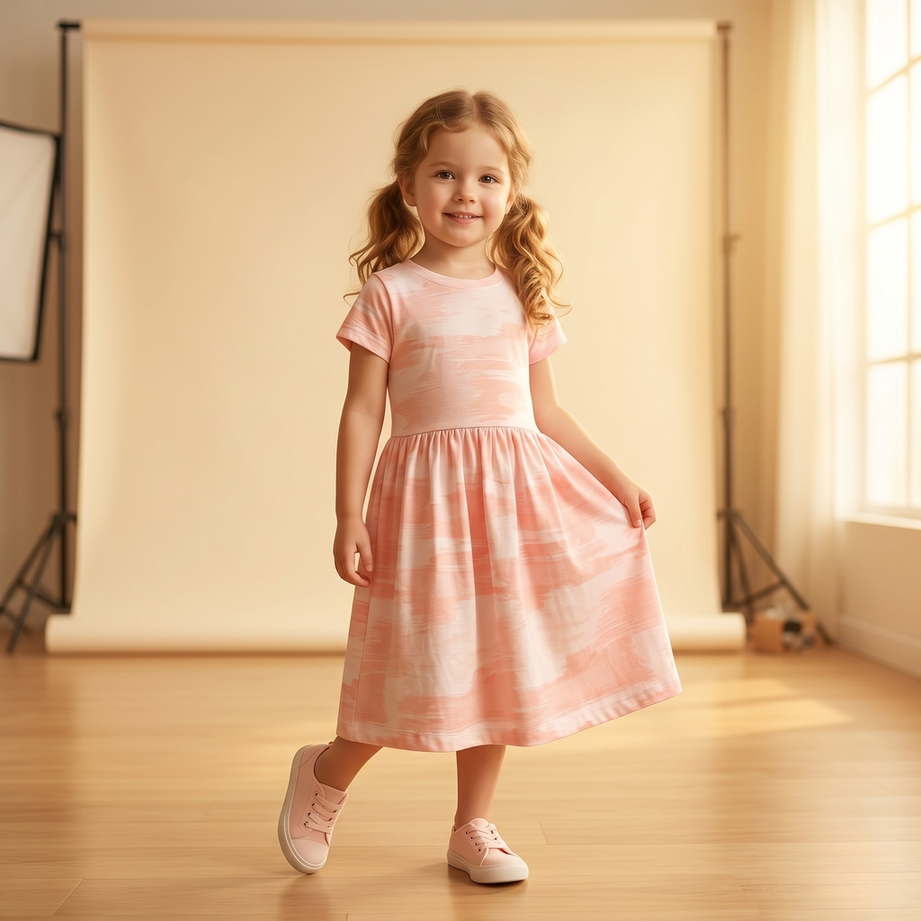 Girls Frock Sunset Peach