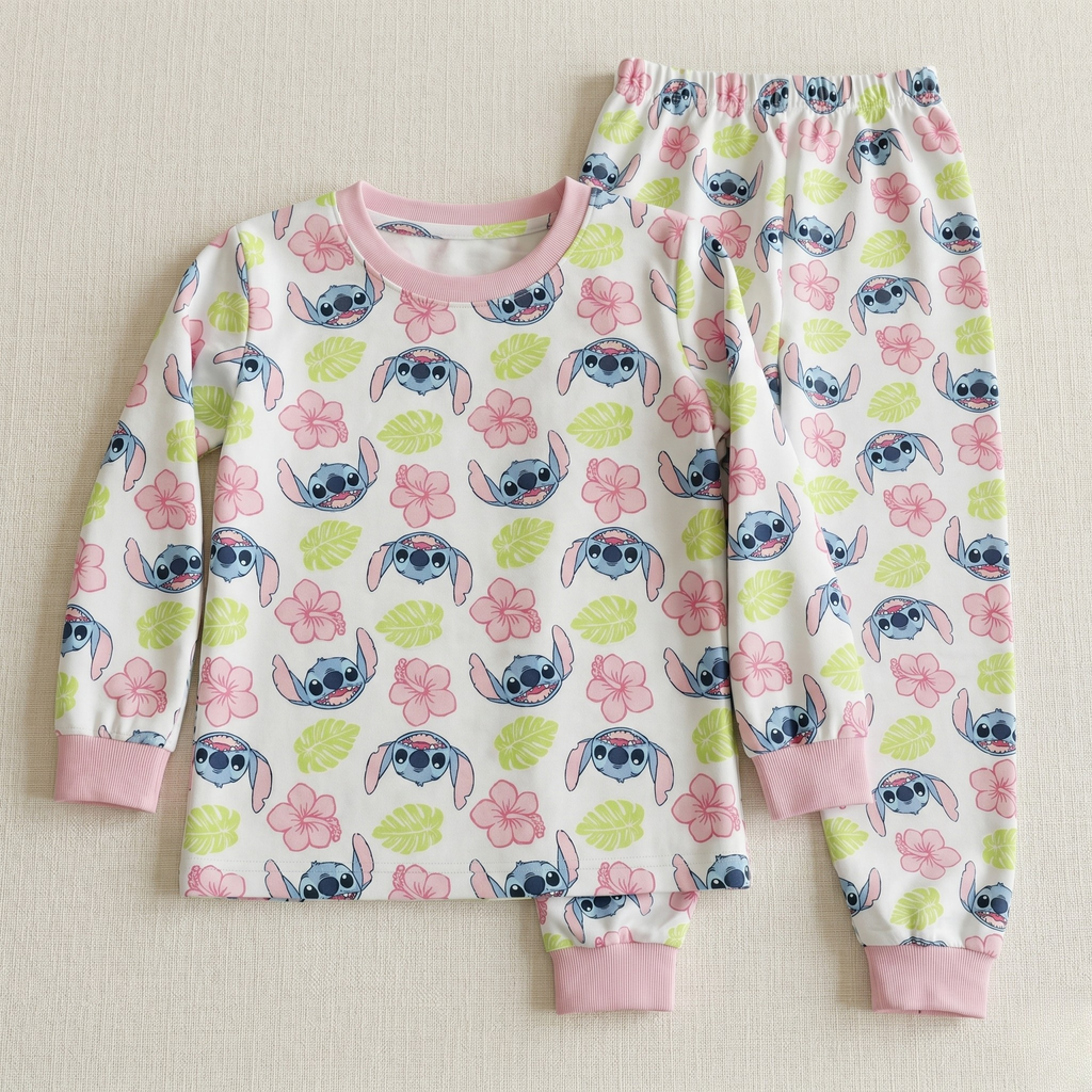 Floral Stitchs Kids L/S Pajamas