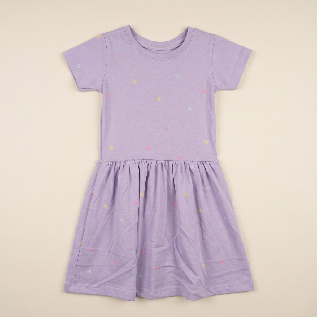 Girls Frock Hearts Purple