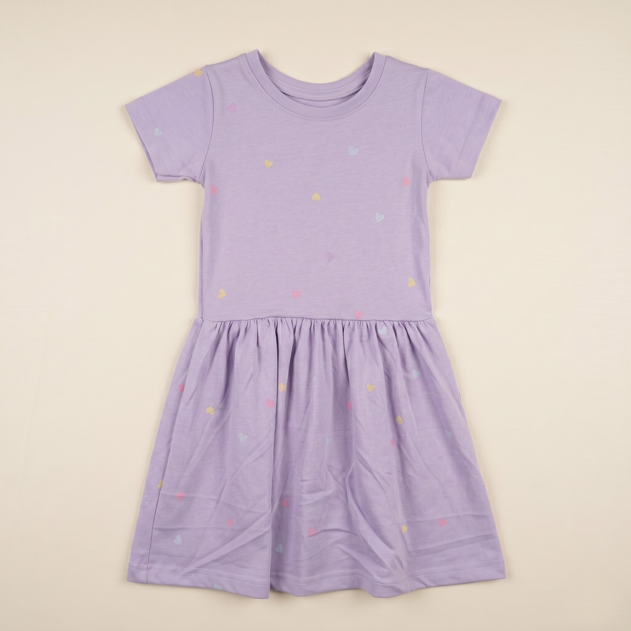 Girls Frock Hearts Purple