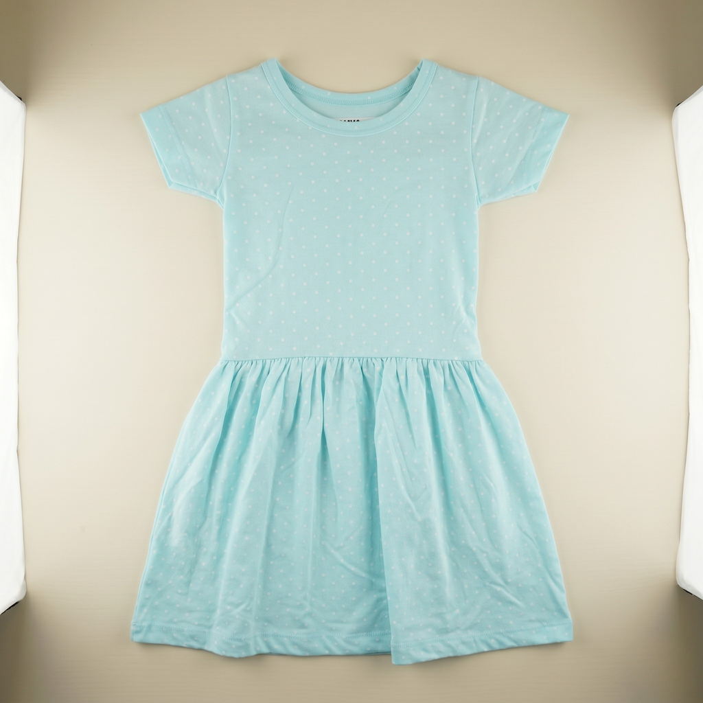 Girls Frock Dots Blue