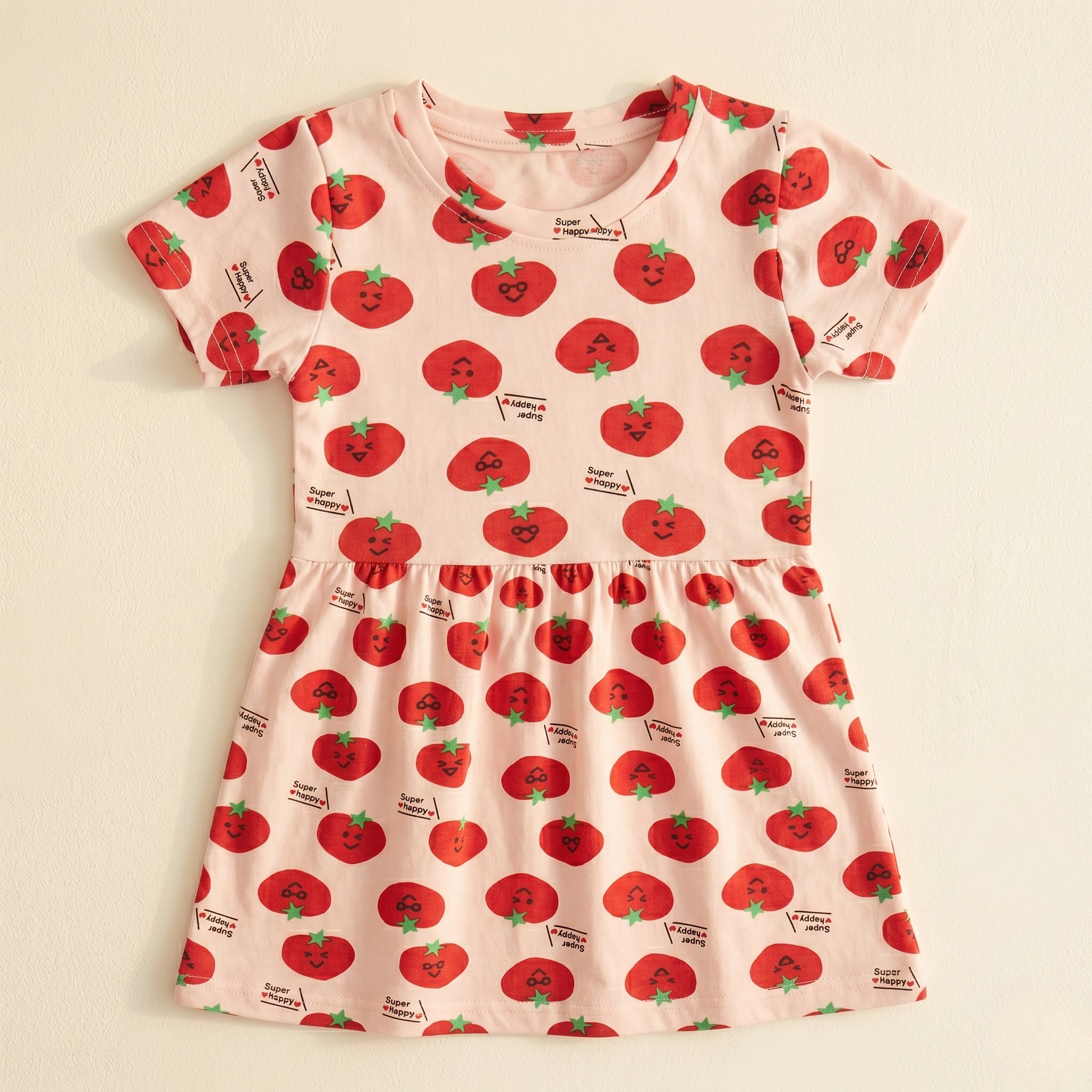 Girls Frock Tomato Red