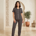 Pink Stripes Black Womens Pajamas