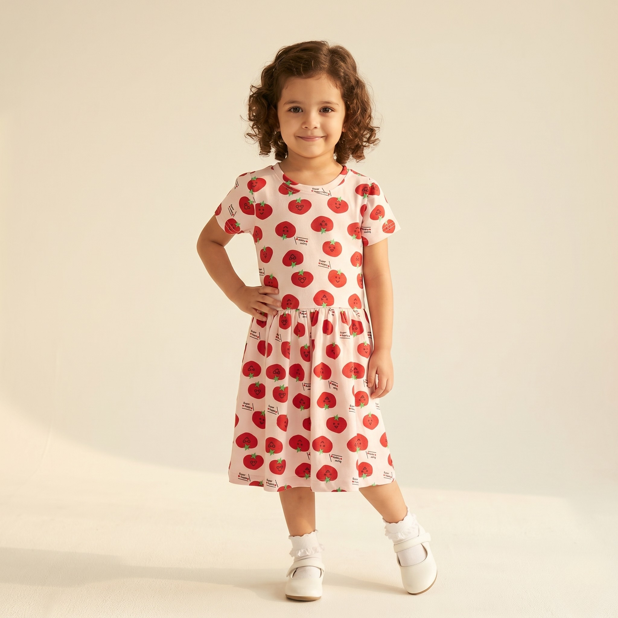Girls Frock Tomato Red