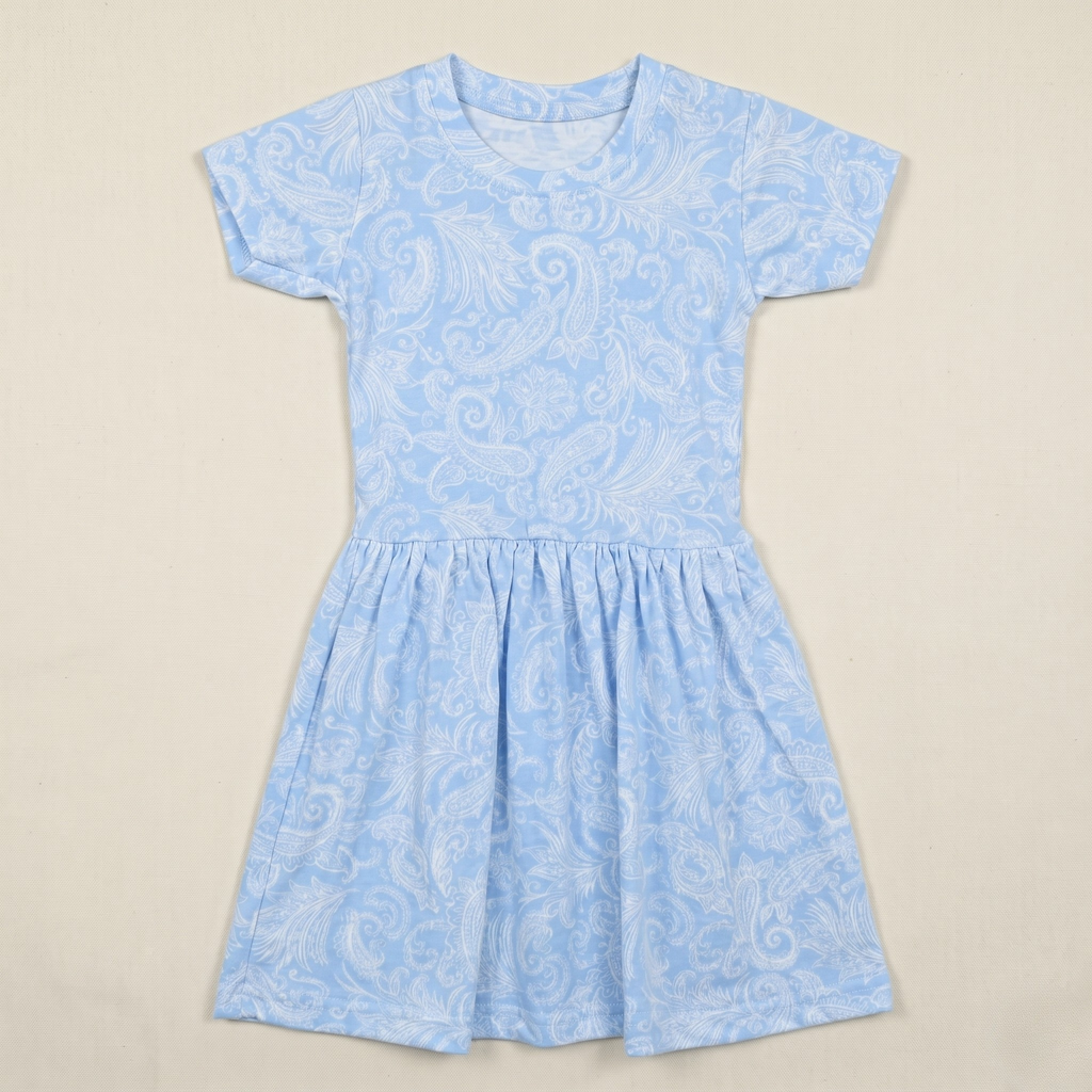 Girls Frock Paisley Blue
