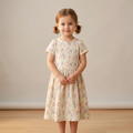 Girls Frock Beige Bouquet