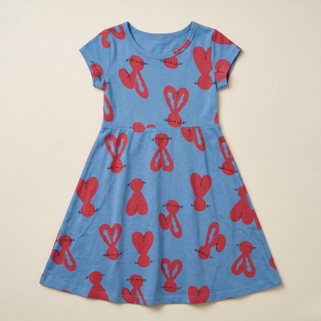 Girls Frock Bunny Ears Red