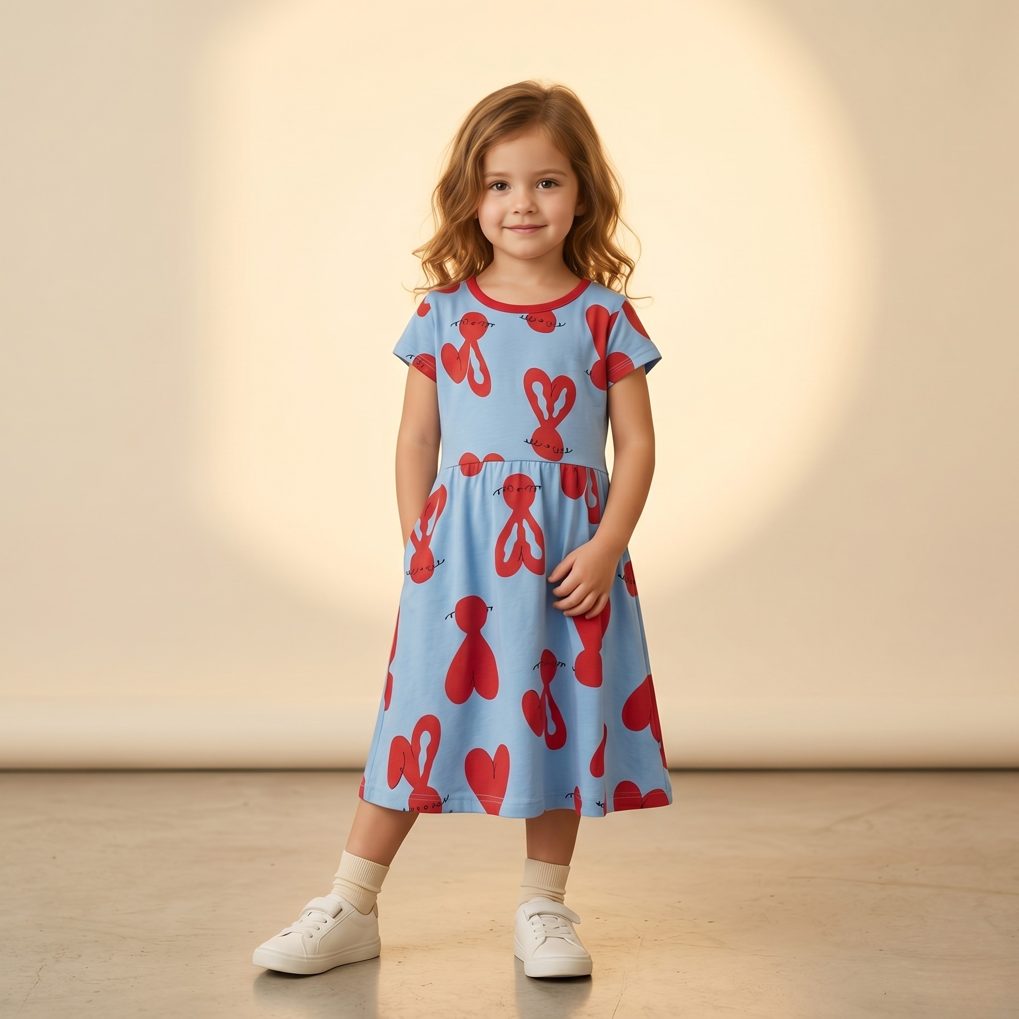 Girls Frock Bunny Ears Red