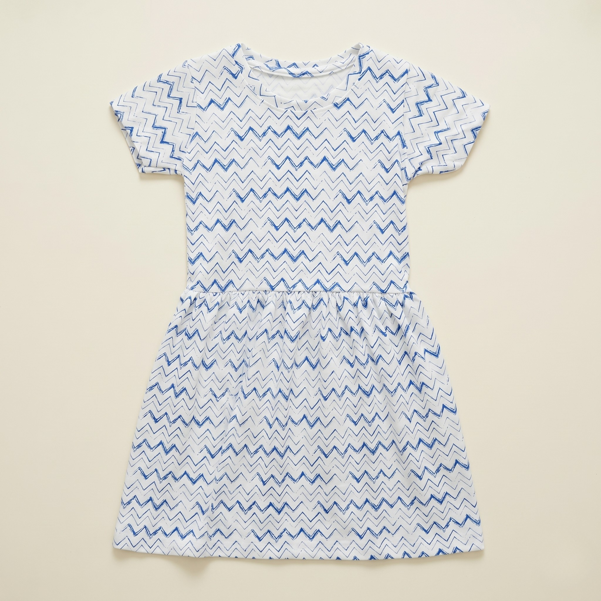 Girls Frock Zig Zag Blue