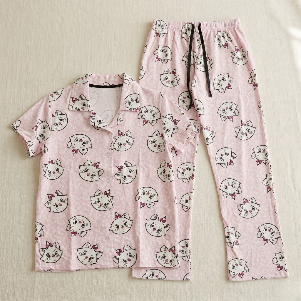 Kitty Pink Spots Womens Pajamas