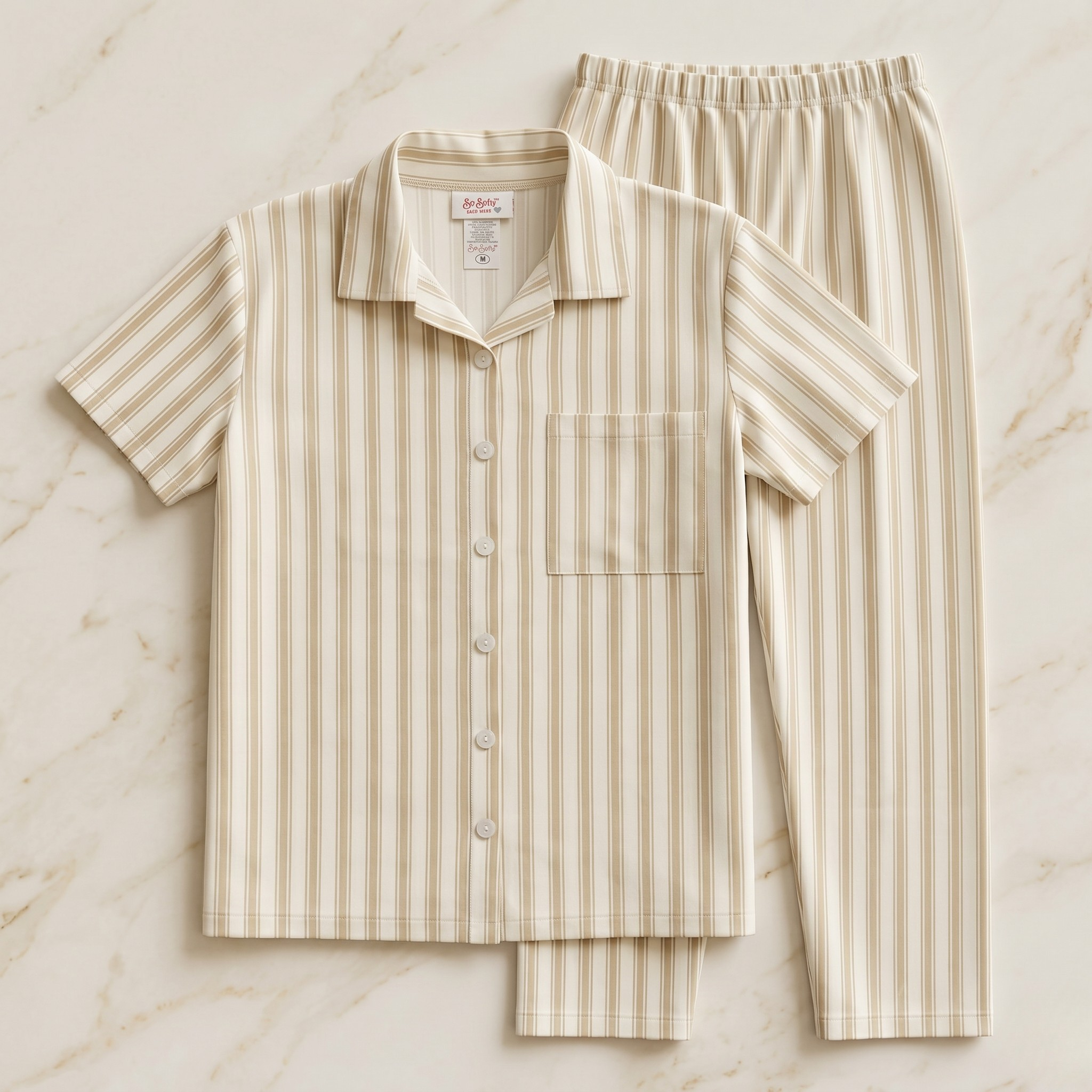 Stipes Beige Womens Pajamas