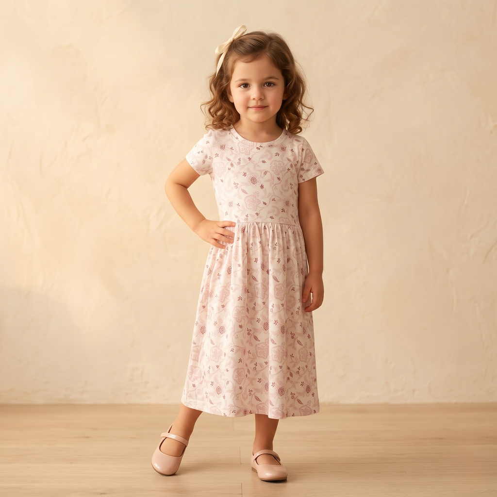 Girls Frock Pink Flower design