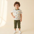 Kids Bermuda Set Dino Drawing Green