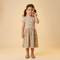 Girls Frock Black Spots Brown