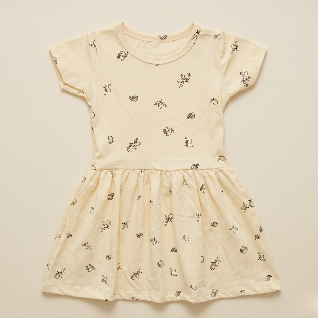 Girls Frock Flower Bunch Cream