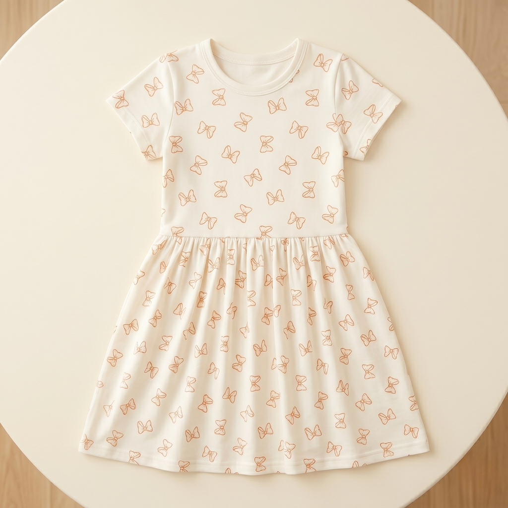 Girls Frock Light Pink Bows