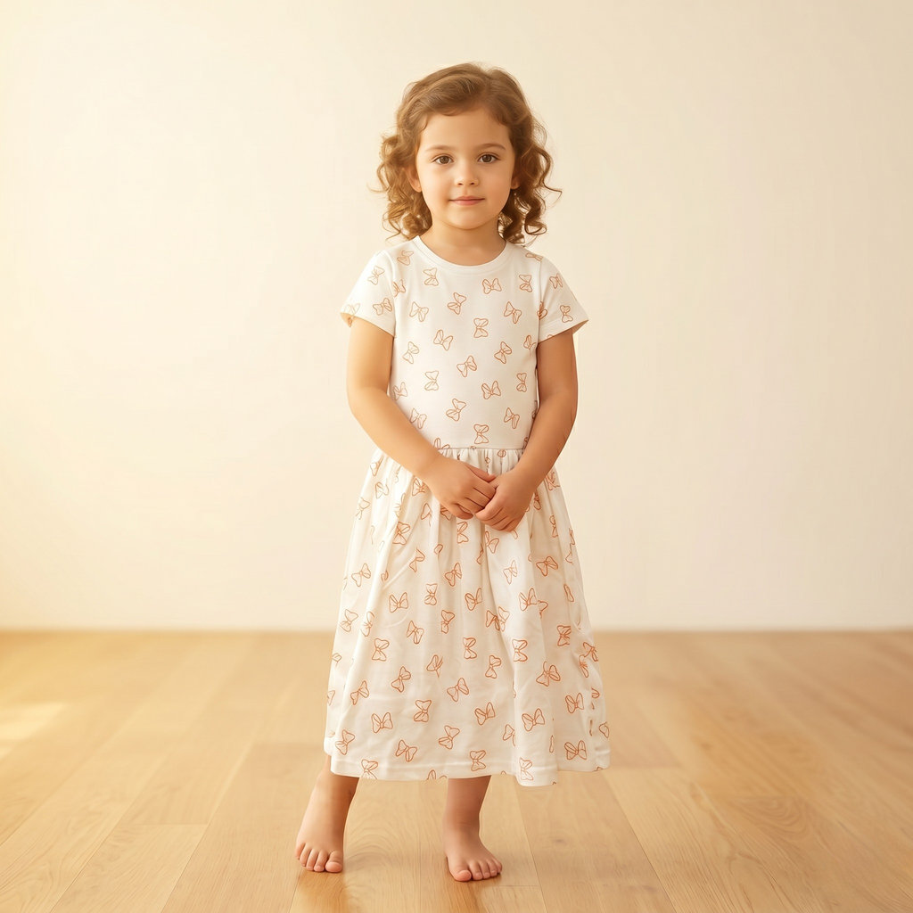 Girls Frock Light Pink Bows