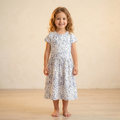 Girls Frock Blue Birds White