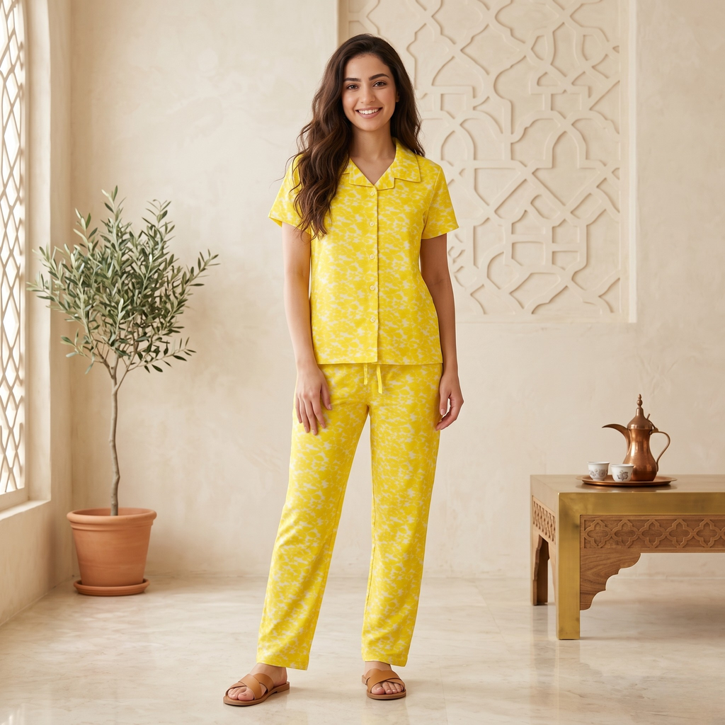 Yellow Flower Womens Pajamas