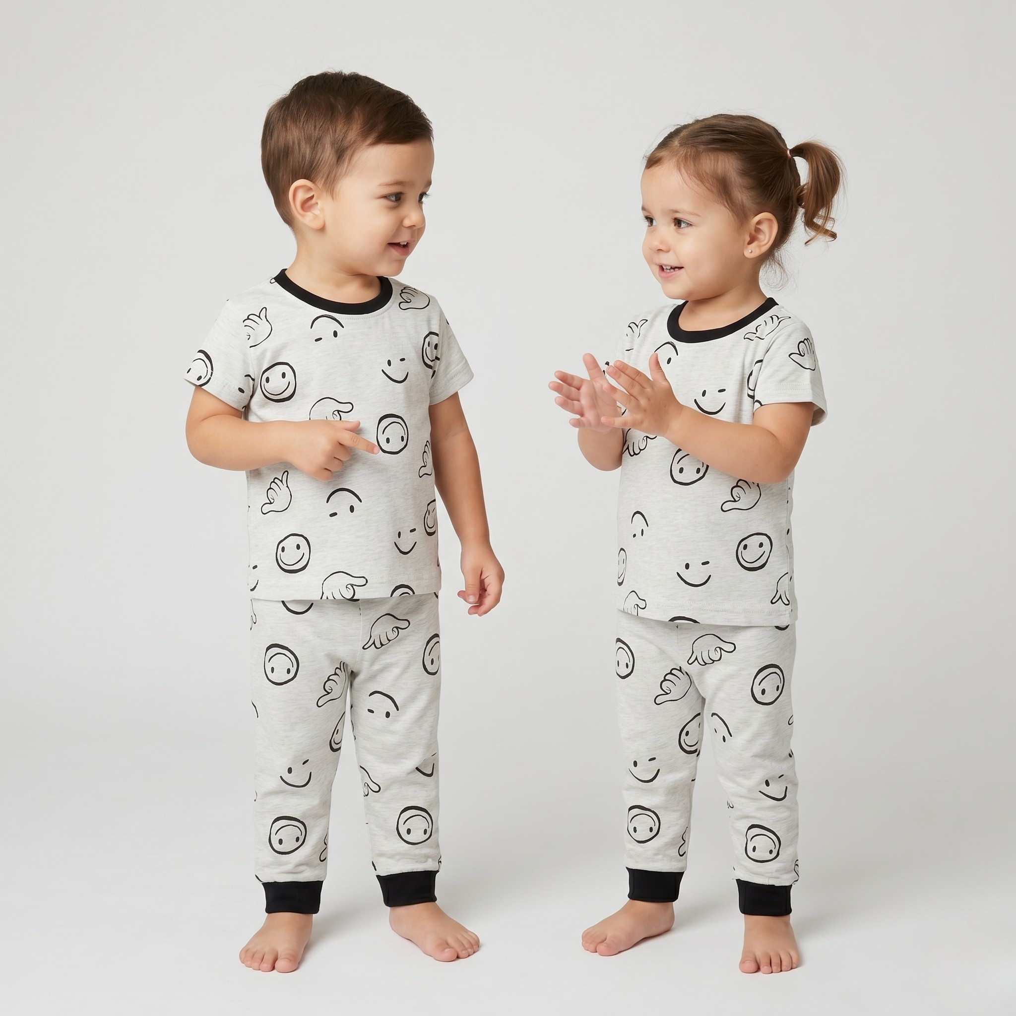 Emojis White H/S Pajamas