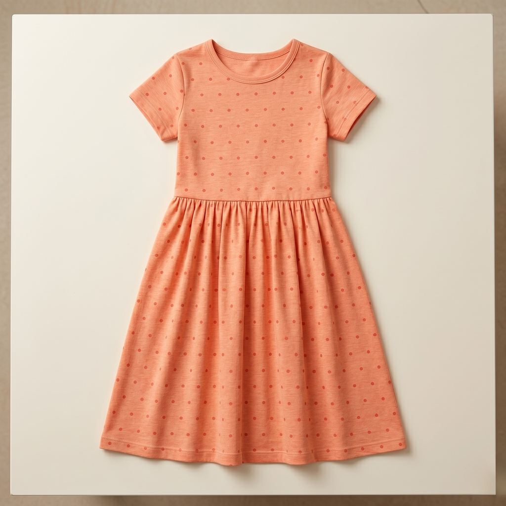 Girls Frock Polka Dots Orange