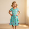 Girls Frock Polar Bear Green