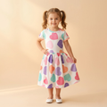 Girls Frock Colouring Hearts White