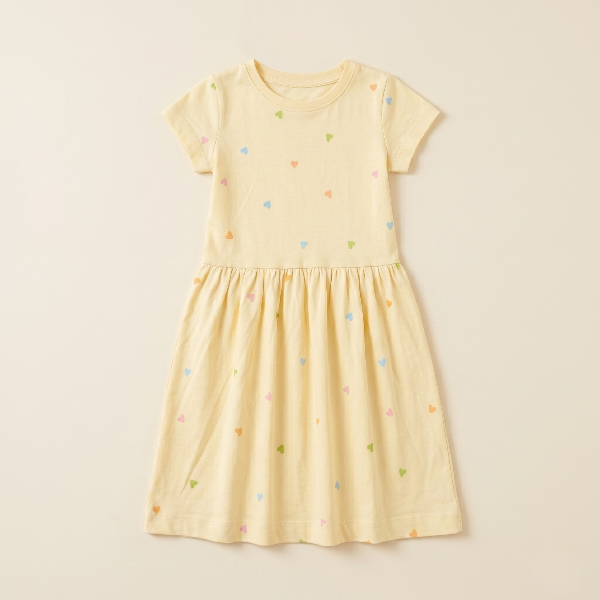 Girls Frock Yellow Coloring Hearts