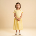 Girls Frock White Flowers Yellow