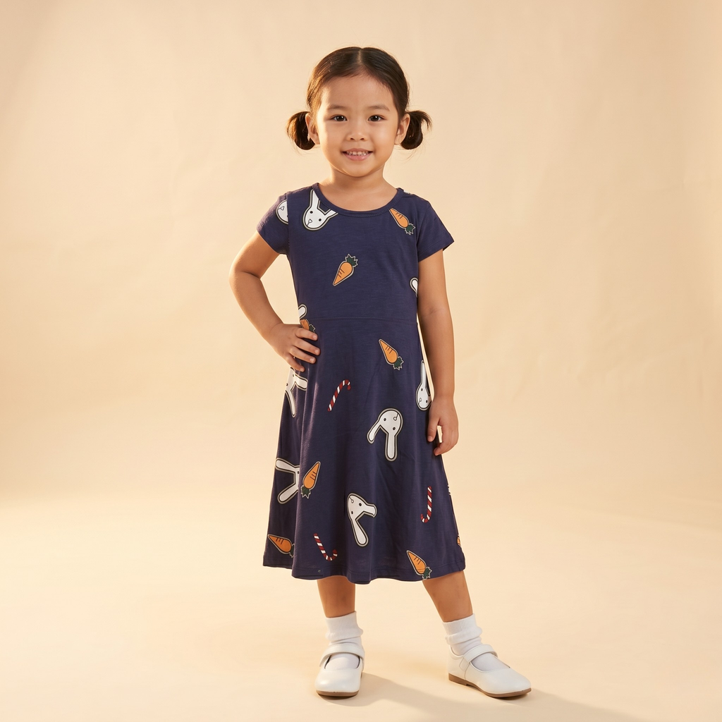 Girls Frock Bunny Carot