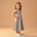 Girls Frock Blue Dots Grey