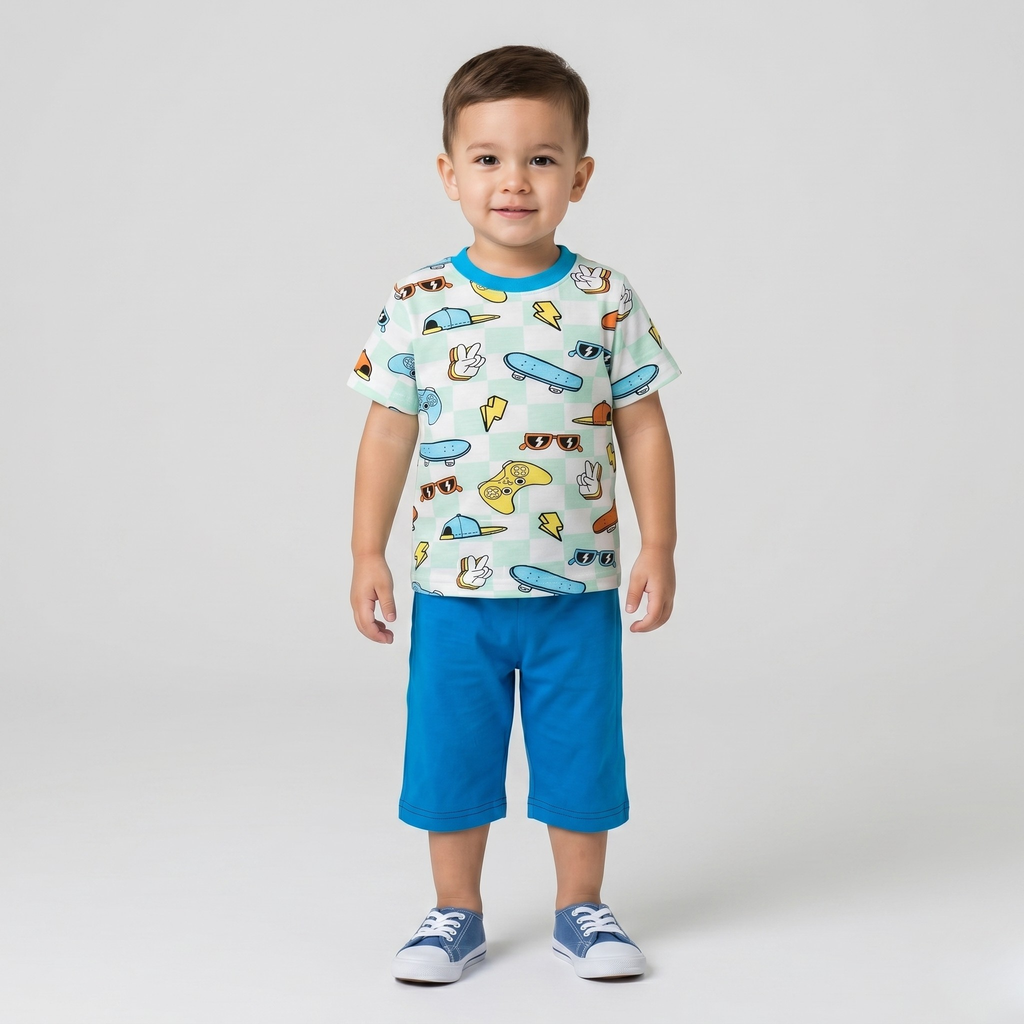Kids Bermuda Set Gamer Checks