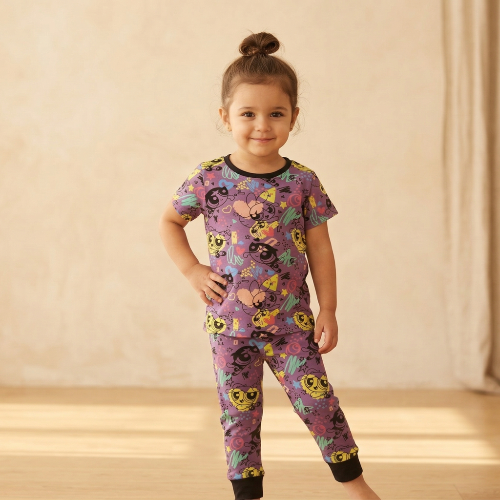 Powerpuff Purple Kids H/S Pajamas