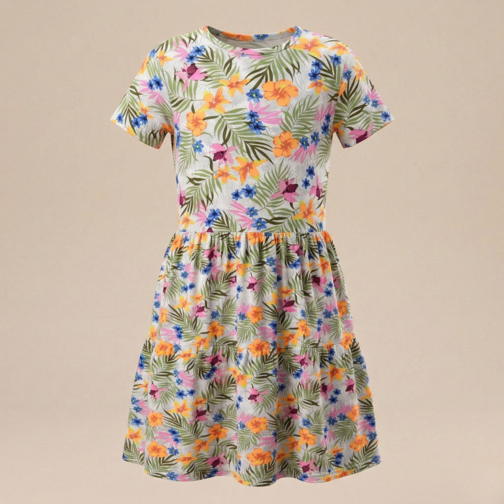 فستان بناتي أبيض مورد