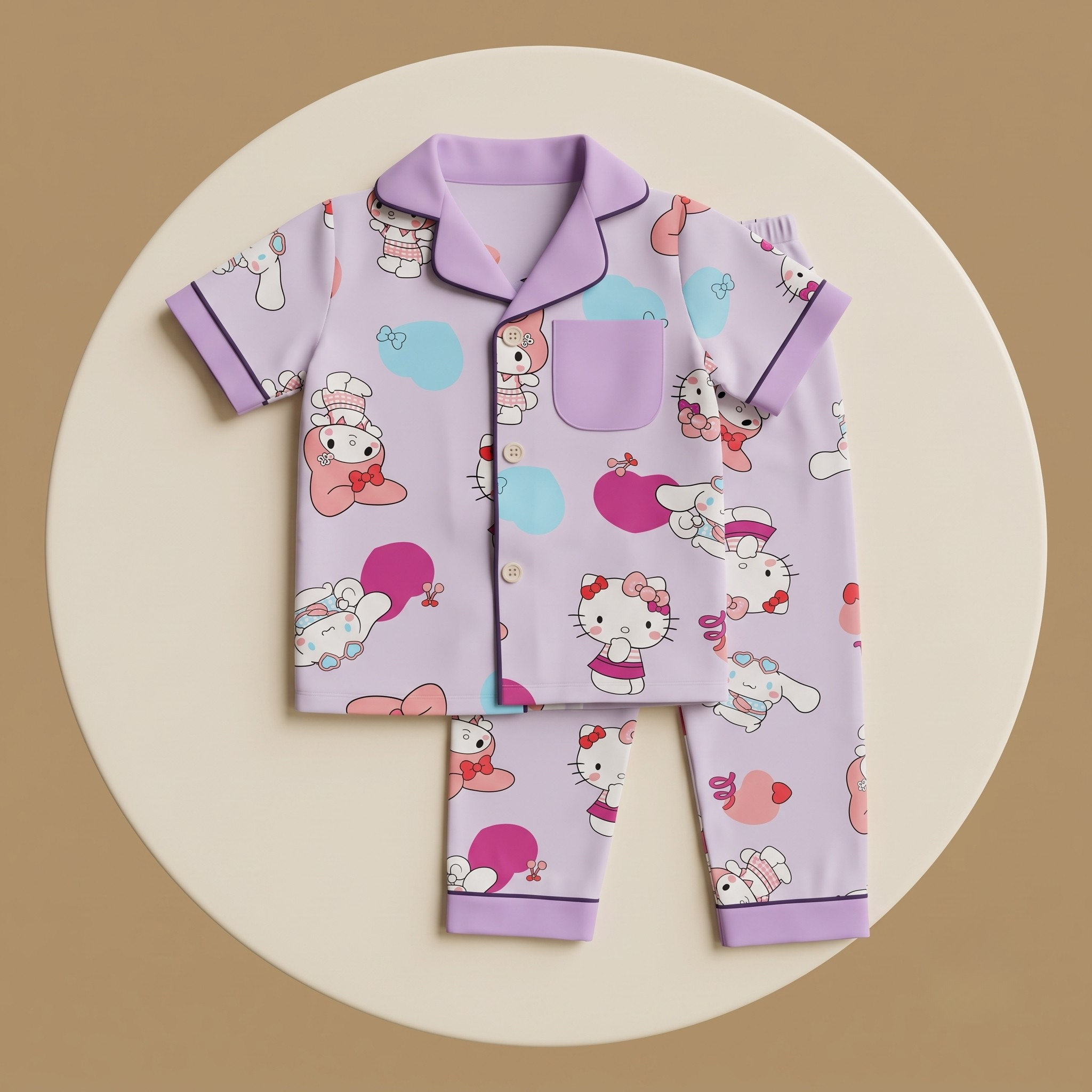 Kuromi Trio Purple Kids H/S Pajamas
