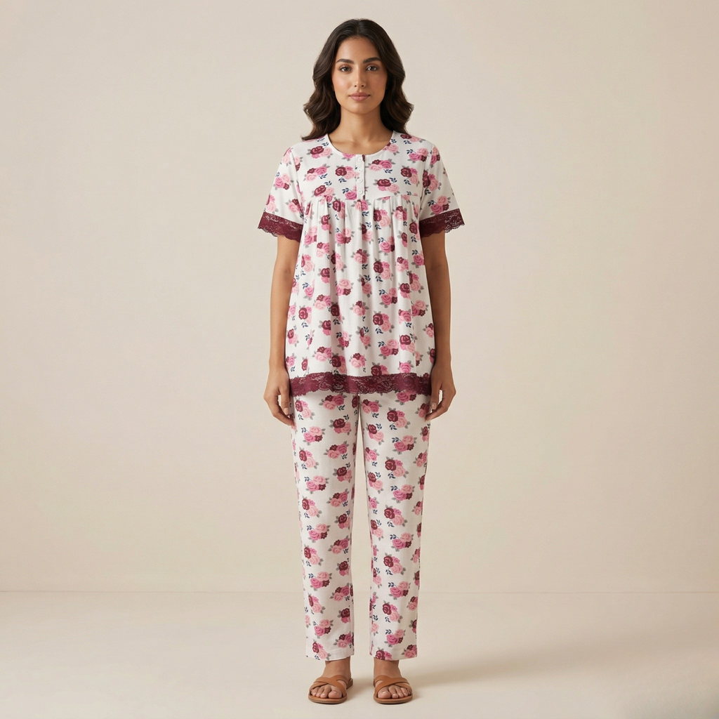 طقم بيجامة نسائية قطن بأكمام طويلة - LS-108/40